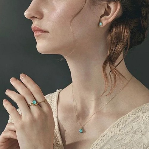 925 Silver Gold-Plated Turquoise Protection Set 925 Silver Gold-Plated Turquoise Protection Set