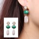 925 Sterling Silver Baroque Pearl Malachite Healing Drop Earrings 925 Sterling Silver Baroque Pearl Malachite Healing Drop Earrings