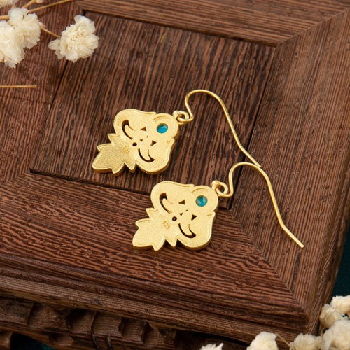 Copper Enamel Turquoise Positive Drop Earrings