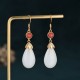 FengShui White Jade Luck Drop Earrings FengShui White Jade Luck Drop Earrings