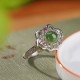 925 Silver Hetian Cyan Jade Hollow Luck Ring Earrings Set 925 Silver Hetian Cyan Jade Hollow Luck Ring Earrings Set