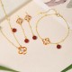 925 Sterling Silver Four Leaf Clover Koi Fish Red Agate Wealth Jewelry Set 925 Sterling Silver Four Leaf Clover Koi Fish Red Agate Wealth Jewelry Set