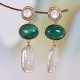 925 Sterling Silver Baroque Pearl Malachite Healing Drop Earrings 925 Sterling Silver Baroque Pearl Malachite Healing Drop Earrings