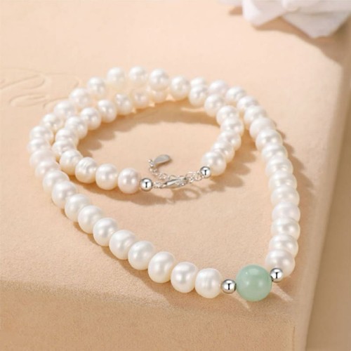 925 Sterling Silver Natural Pearl Jade Healing Jewelry Set 925 Sterling Silver Natural Pearl Jade Healing Jewelry Set