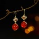 925 Sterling Silver Red Agate Flower Confidence Earrings 925 Sterling Silver Red Agate Flower Confidence Earrings