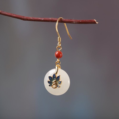 925 Sterling Silver Hetian White Jade Peacock Blessing Jewelry Set 925 Sterling Silver Hetian White Jade Peacock Blessing Jewelry Set
