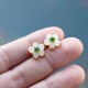 White Jade Flower Luck Blessing Stud Earrings White Jade Flower Luck Blessing Stud Earrings