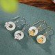 925 Sterling Silver Hetian Jade Peace Orchid Prosperity Earrings