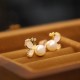 925 Silver 18K Gold-Plated Pearl Butterfly Zircon Stud Earrings 925 Silver 18K Gold-Plated Pearl Butterfly Zircon Stud Earrings