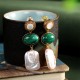 925 Sterling Silver Baroque Pearl Malachite Healing Drop Earrings 925 Sterling Silver Baroque Pearl Malachite Healing Drop Earrings