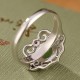 925 Silver Hetian Cyan Jade Hollow Luck Ring Earrings Set 925 Silver Hetian Cyan Jade Hollow Luck Ring Earrings Set