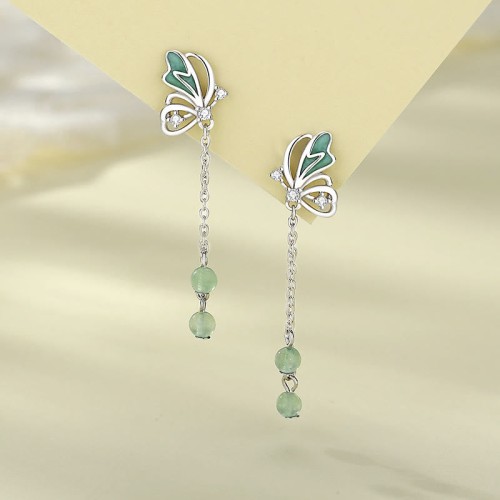 925 Sterling Silver Green Aventurine Butterfly Luck Jewelry Set 925 Sterling Silver Green Aventurine Butterfly Luck Jewelry Set