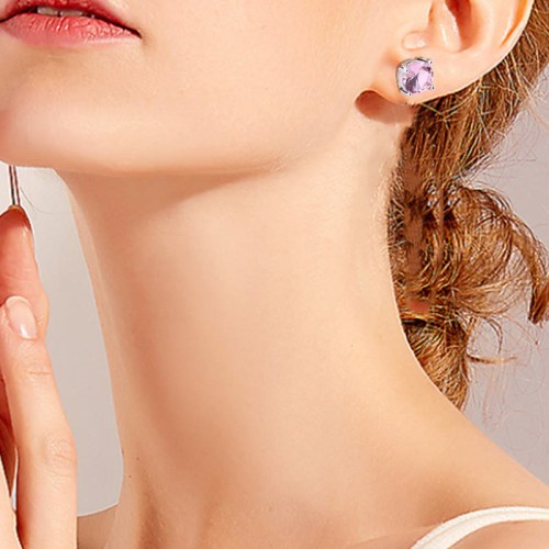 Natural Gemstone Amethyst Love Earrings Natural Gemstone Amethyst Love Earrings