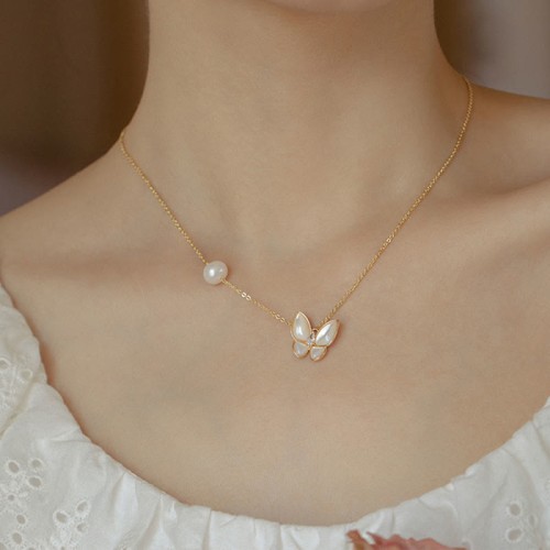 14K Gold-Plated Copper Pearl Butterfly Blessing Jewelry Set 14K Gold-Plated Copper Pearl Butterfly Blessing Jewelry Set
