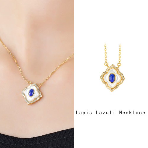 925 Sterling Silver Tridacna Stone Lazurite Blessing Jewelry Set 925 Sterling Silver Tridacna Stone Lazurite Blessing Jewelry Set