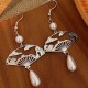 Copper Fan Auspicious Clouds Pearl Healing Earrings Copper Fan Auspicious Clouds Pearl Healing Earrings