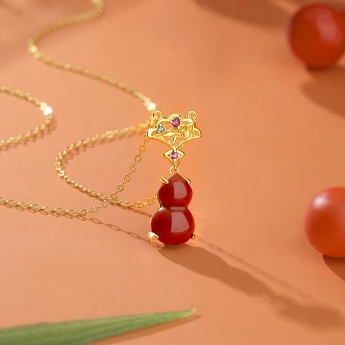 925 Sterling Silver Red Agate Gourd Confidence Jewelry Set 925 Sterling Silver Red Agate Gourd Confidence Jewelry Set
