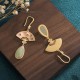 Green Aventurine Fan Pattern Luck Drop Earrings Green Aventurine Fan Pattern Luck Drop Earrings