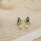 18K Gold-Plated Copper Pearl Butterfly Love Stud Earrings