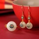 925 Sterling Silver Hetian Jade Lotus Luck Jewelry Set 925 Sterling Silver Hetian Jade Lotus Luck Jewelry Set