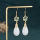 FengShui White Jade Luck Drop Earrings FengShui White Jade Luck Drop Earrings