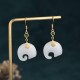 Feng Shui Elephant White Jade Fortune Earrings Feng Shui Elephant White Jade Fortune Earrings