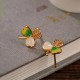 925 Sterling Silver Plated Gold Hetian Jade Shamrock Necklace Earrings 925 Sterling Silver Plated Gold Hetian Jade Shamrock Necklace Earrings
