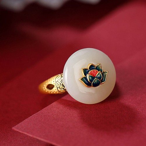925 Sterling Silver Hetian Jade Lotus Luck Jewelry Set 925 Sterling Silver Hetian Jade Lotus Luck Jewelry Set