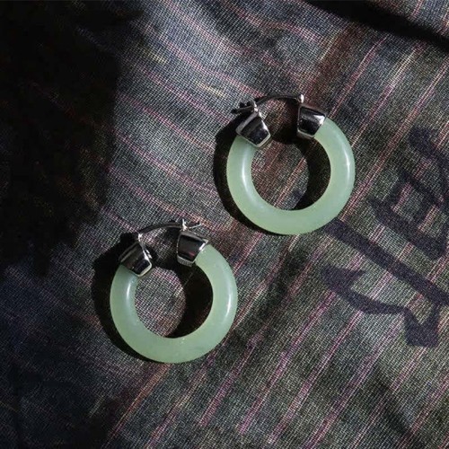 Round Jade White Jade Prosperity Earrings Round Jade White Jade Prosperity Earrings
