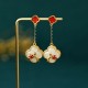 24K Gold-Plated White Jade Four Leaf Clover Earrings 24K Gold-Plated White Jade Four Leaf Clover Earrings