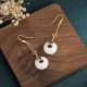 Feng Shui White Jade Blessing Earrings