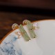 925 Sterling Silver Hetian Cyan Jade Bamboo Luck Stud Earrings 925 Sterling Silver Hetian Cyan Jade Bamboo Luck Stud Earrings