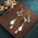 Feng Shui White Jade Fortune Earrings