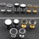 Titanium Steel Men’s Balance Round Stud Earrings