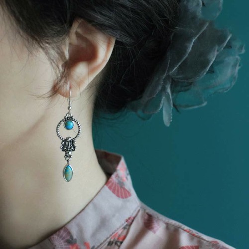 925 Sterling Silver Vintage Turquoise Waterdrop Earrings 925 Sterling Silver Vintage Turquoise Waterdrop Earrings