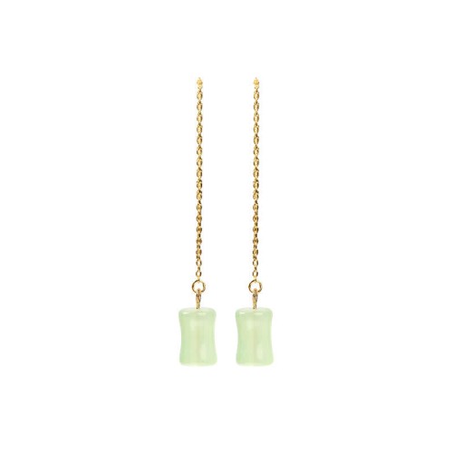 Jade Bamboo Pattern Luck Drop Earrings Jade Bamboo Pattern Luck Drop Earrings