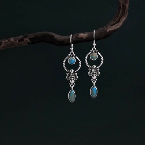 925 Sterling Silver Vintage Turquoise Waterdrop Earrings 925 Sterling Silver Vintage Turquoise Waterdrop Earrings