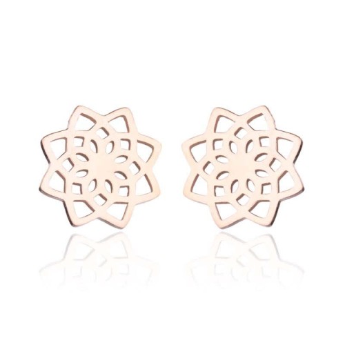Tibetan Lotus Pattern New Beginning Stud Earrings