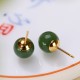 925 Silver Round Cyan Jade Healing Stud Earrings