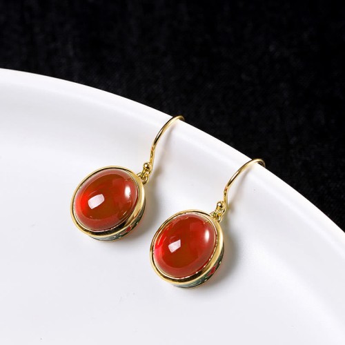 Round Red Corundum Confidence Drop Earrings Round Red Corundum Confidence Drop Earrings