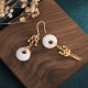 Feng Shui White Jade Blessing Earrings