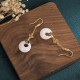 Feng Shui White Jade Blessing Earrings