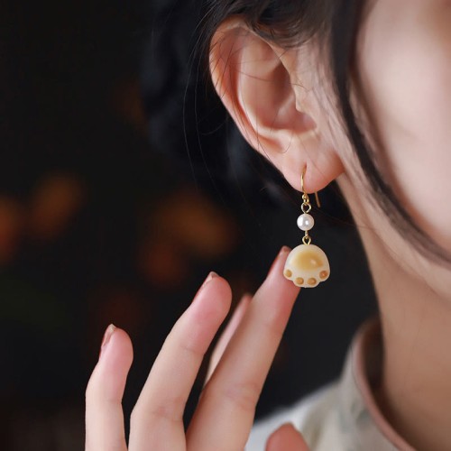Bodhi Seed Cat Paw Claw Peace Drop Earrings Bodhi Seed Cat Paw Claw Peace Drop Earrings