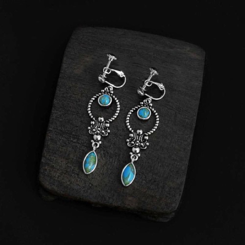 925 Sterling Silver Vintage Turquoise Waterdrop Earrings 925 Sterling Silver Vintage Turquoise Waterdrop Earrings