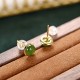 925 Sterling Silver Gold-Plated Hetian Cyan Jade Luck Stud Earrings 925 Sterling Silver Gold-Plated Hetian Cyan Jade Luck Stud Earrings