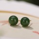 925 Silver Round Cyan Jade Healing Stud Earrings