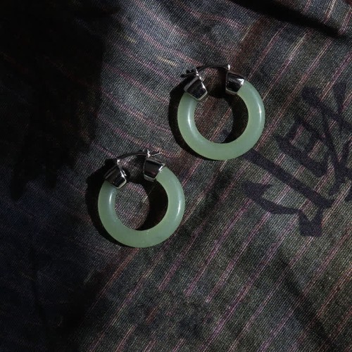 Round Jade White Jade Prosperity Earrings Round Jade White Jade Prosperity Earrings