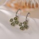 925 Sterling Silver Cyan Jade Four Leaf Clover Luck Earrings 925 Sterling Silver Cyan Jade Four Leaf Clover Luck Earrings