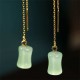 Jade Bamboo Pattern Luck Drop Earrings Jade Bamboo Pattern Luck Drop Earrings