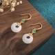 Feng Shui White Jade Blessing Earrings